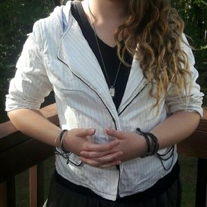 Cream Pinstipe Blazer 💀Abbey Dawn