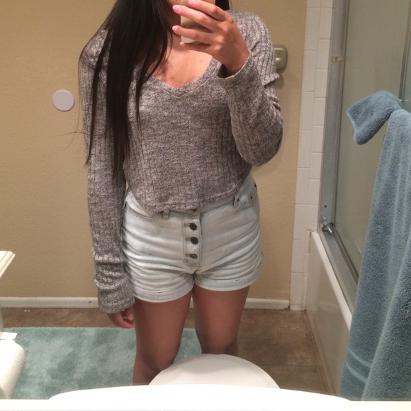 Long sleeved ribbed crop top - Picture 4 of 4