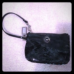Authentic small sequin coach wristlet