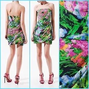 Zara Woman Floral Strapless Cocktail Dress