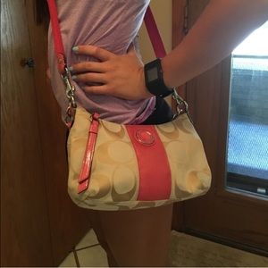 Authentic pink and tan Coach purse