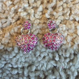 Pink diamond studded heart earings
