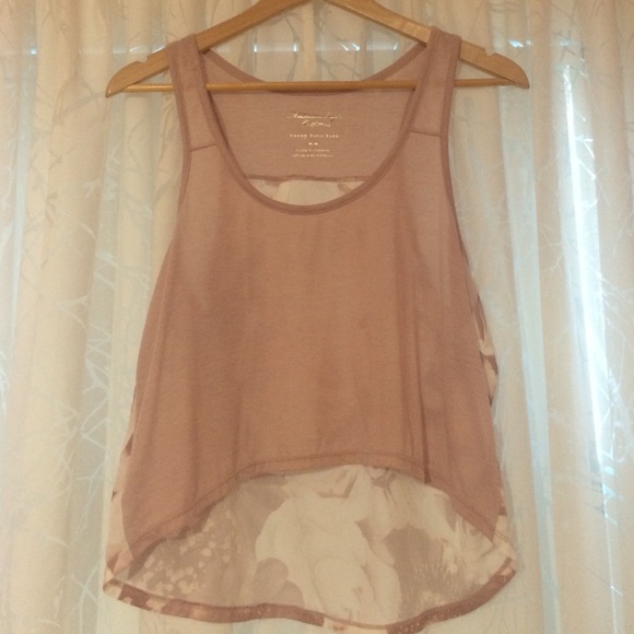 Pink cropped front top with long floral back