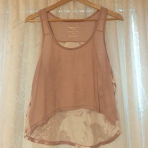 Pink cropped front top with long floral back