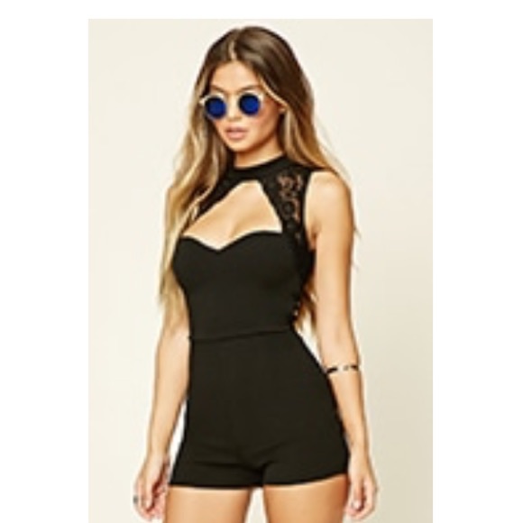 Forever 21 Floral Lace Cutout Romper