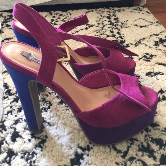 Pink purple blue heels
