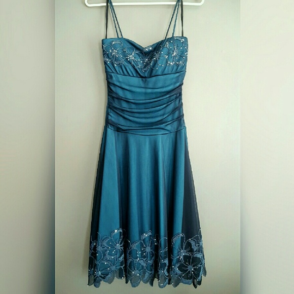 Teal Cocktail Part Dress - Picture 1 of 4