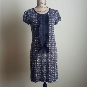 Shift Dress With Ruffle Down Front