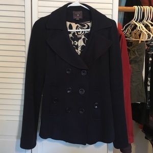 Blue Sweatshirt-Material Pea Jacket