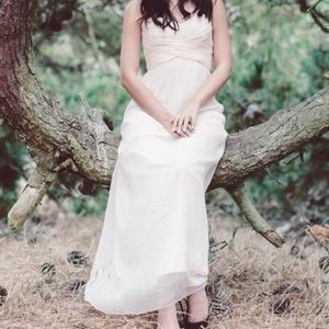 Amsale trapless chiffon blush color