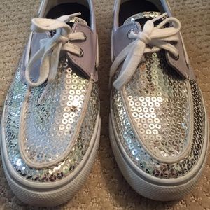 Grey sequined Sperry Topsiders