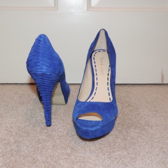 Blue suede heels
