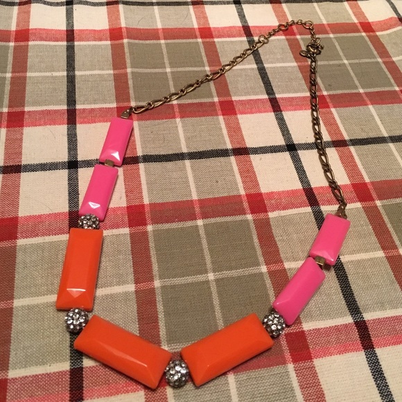 J. Crew pink and orange sparkle necklace