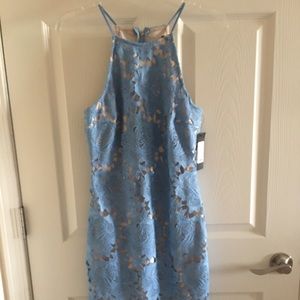 AKIRA blue lace midi dress