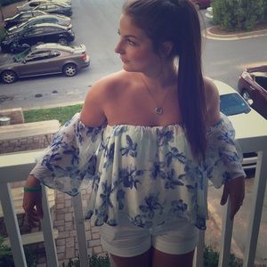 Floral Cold Shoulder Top