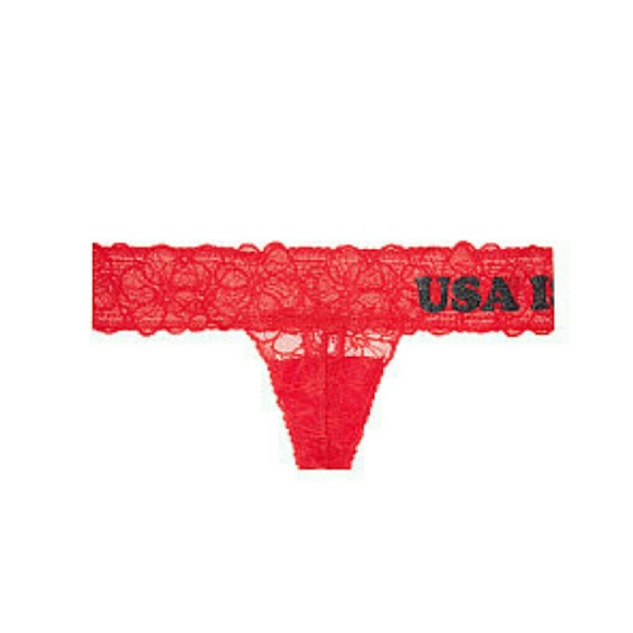 VICTORIA SECRET RED LACE THONG PANTY
