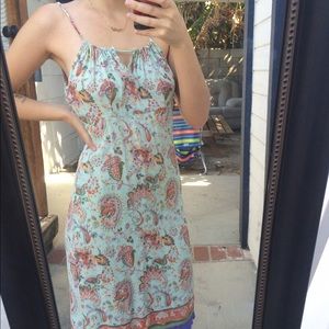 Paisley midi dress w/ scrunched keyhole top