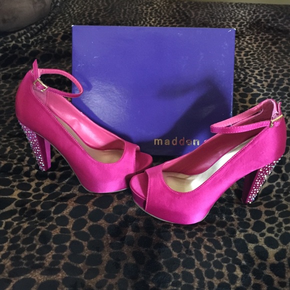 Hot pink with rhinestones heel