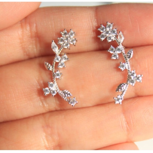 Cubic Zirconia Climber Earrings. - Picture 2 of 4