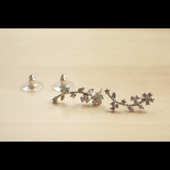 Cubic Zirconia Climber Earrings. - Picture 3 of 4