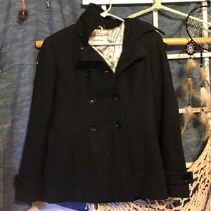 Calvin Klein gray/black wool frock coat pea coat