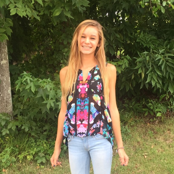 High low flowered summer sleeveless tank top