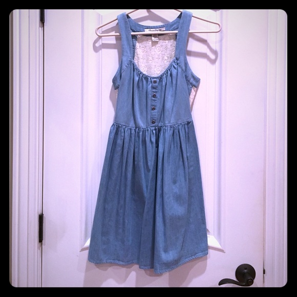 Chambray dress with beautiful knit back detailing