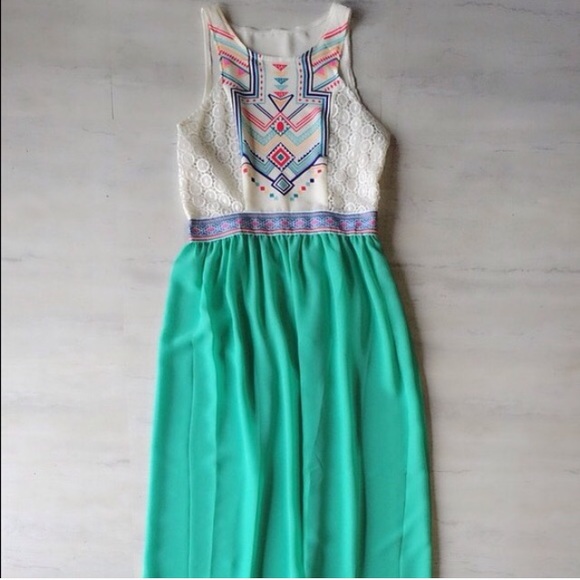 ✨BOHO MAXI DRESS TEAL❤️ - Picture 3 of 4