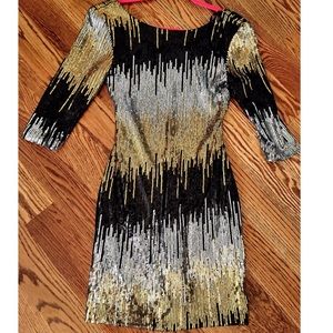 Gold/Black/Silver sequin dress! Worn once.