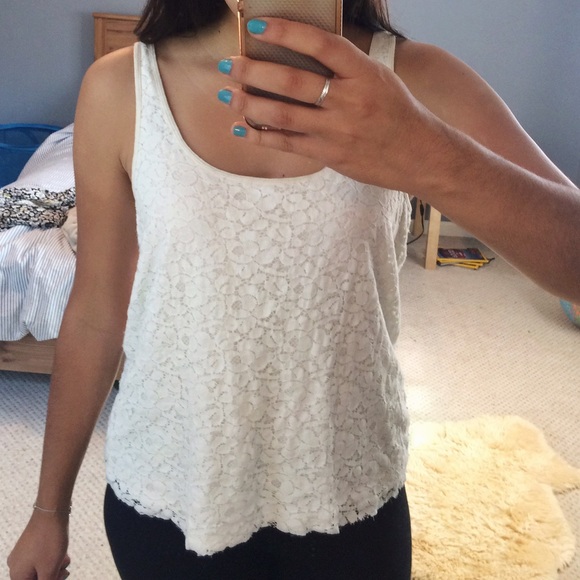 White Lace American Eagle Tank Top - Picture 1 of 4