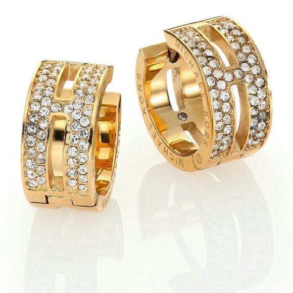 Michael Kors Jewelry - Michael Kors Maritime Gold Pave Huggi Earrings NWT