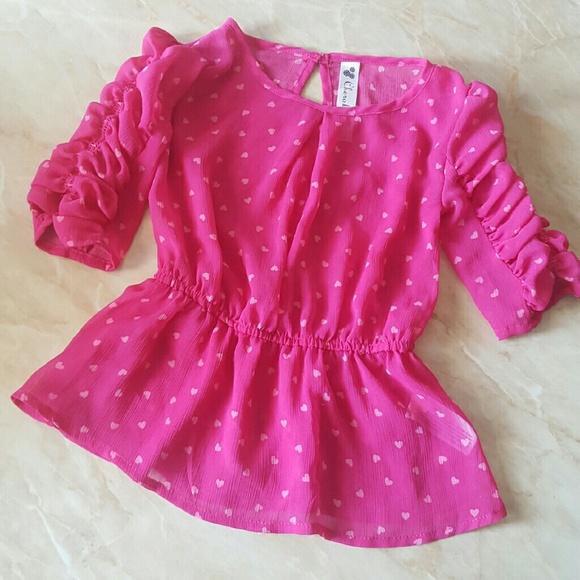 Hot Pink Heart Peplum Top