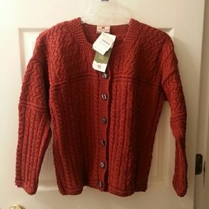 Rust colored Irish wool cardigan