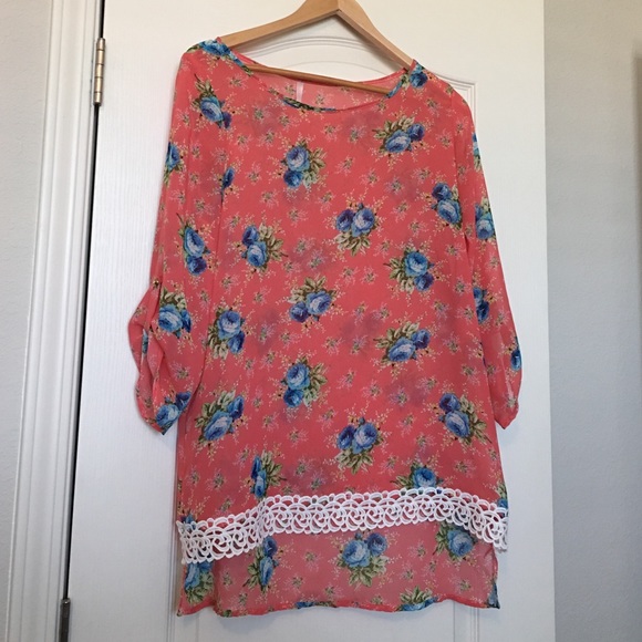 Pink floral tunic