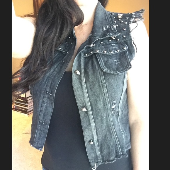 Reloaded Black Denim Skull Vest