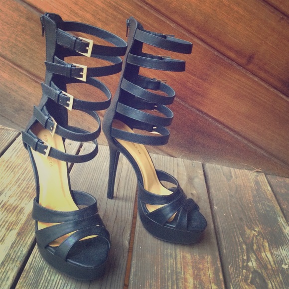Shoe Republic La Black Gladiator Heels