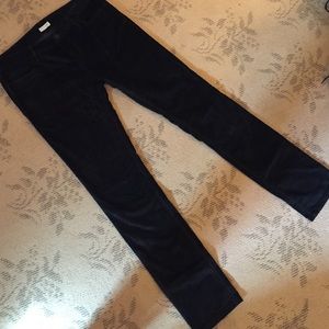 Black velvet slim fit pants