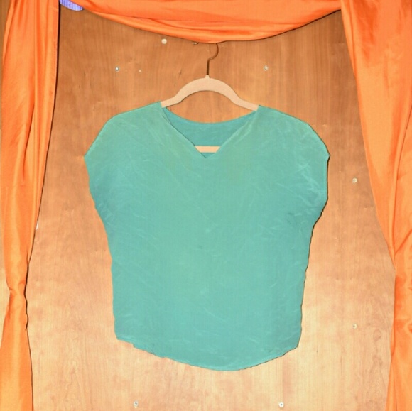 Teal silk tee