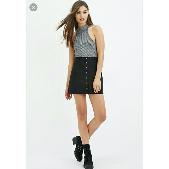 black jean skirt forever 21
