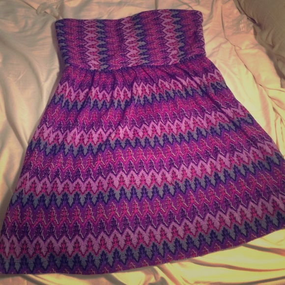 Purple strapless dress
