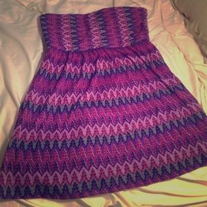 Purple strapless dress