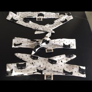 Black and White Kitten Knot Headband 28"