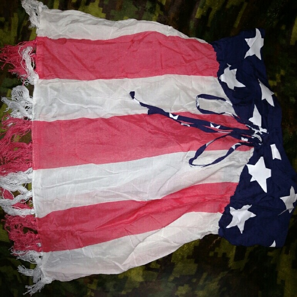 American Flag strapless top
