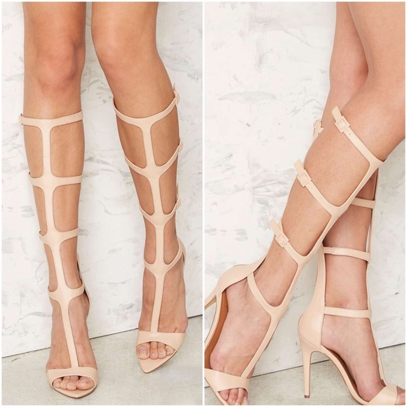 beige gladiator heels
