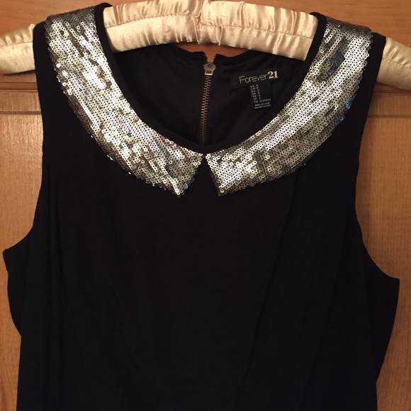 Black Forever 21 dress with silver sequined collar