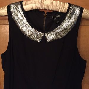 Black Forever 21 dress with silver sequined collar