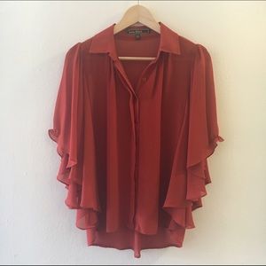 Rust Orange Sheer Blouse