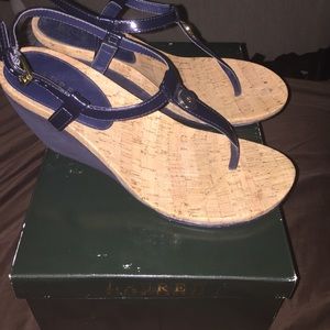 Ralph Lauren Navy Blue Wedges size 10!
