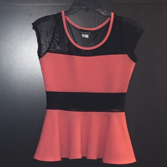 Peplum blouse with mesh