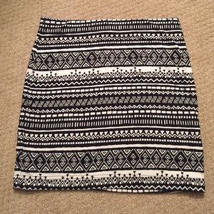 Black + White Aztec BodyCon Skirt